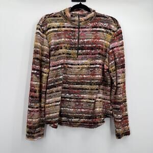 Sno Skins Sweater Womens XL Multicolor Textured Half Zip Mock Neck Made USA